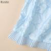 ZANZEA Women Elegant Texture Summer Casual Sleeveless Vest Tops