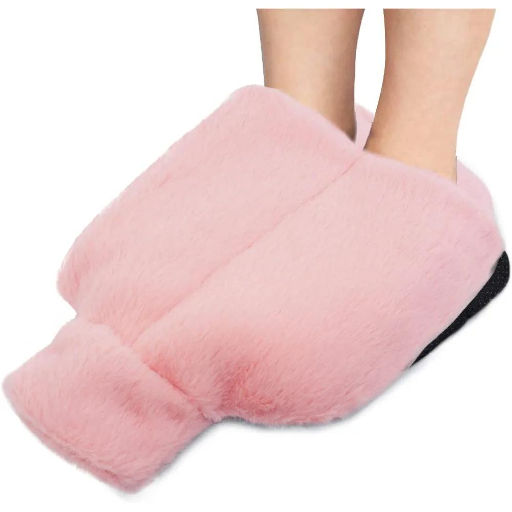 Large Hot Water Bottle for Feet Rubber Hot Water Bag with Soft Plush Cover Foot Warmer for Pain Relief Washable Foot Heating Pad