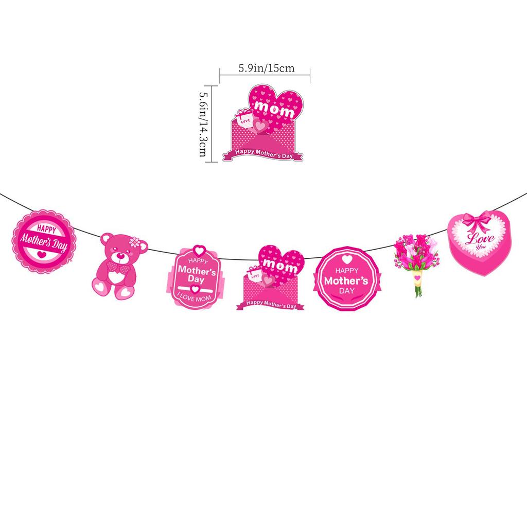 Mothers Day Decorations Happy Mothers Day Banner Best Mom Ever Heart Shape Hanging Garland Party Supplies Festive Home Party Decor
