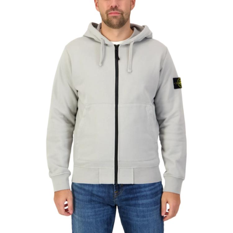 Stone Island Badge Zip-Up Hooded Long Sleeve Jacket Men Jacket Blue K1S1561000-42S0051-V0041