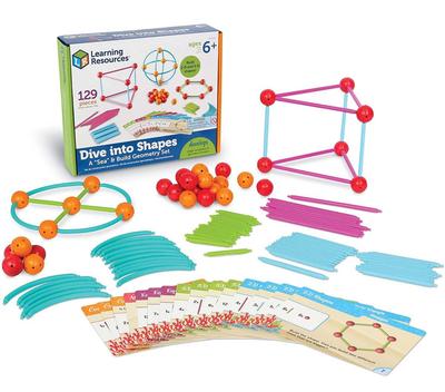 Learning Resources Math Teaching Materials, Insert and Connect To Create 3D & 2D Shapes, 129 Pieces, Genuine LER1773