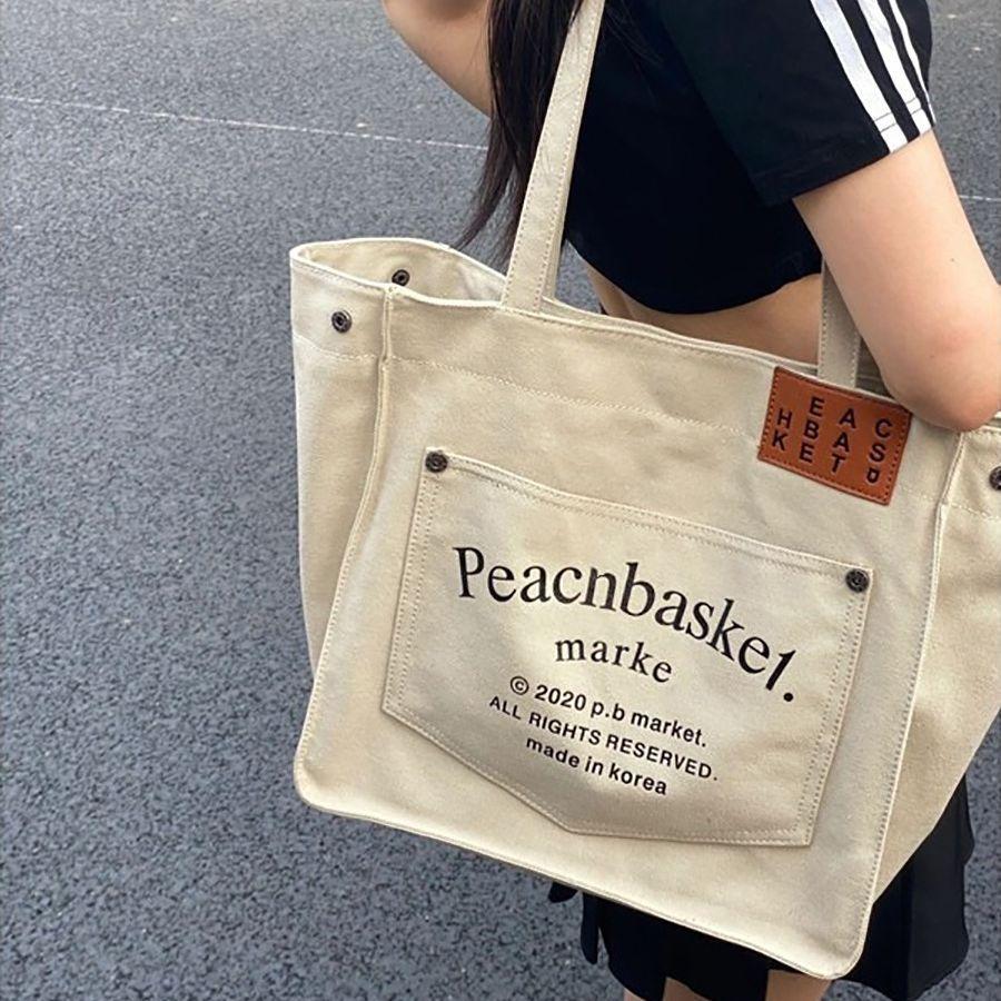 Large Capacity Tote Bag Female Printed College Student Class Canvas Bag Harajuku Style Literary Shoulder Bag