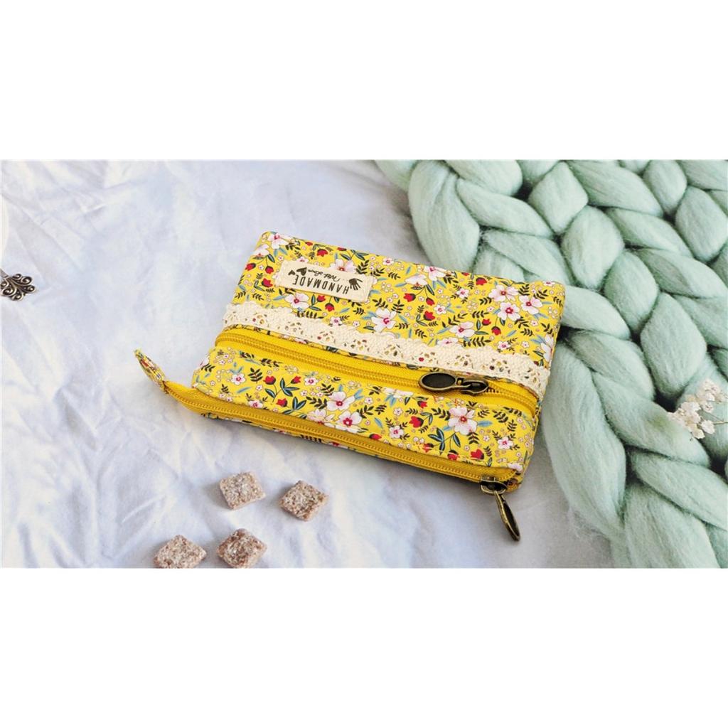 Encantador Monedero Mini con Estampado Floral, Adecuado para Mujeres, Compacto Monedero Multiespacio con Cremallera