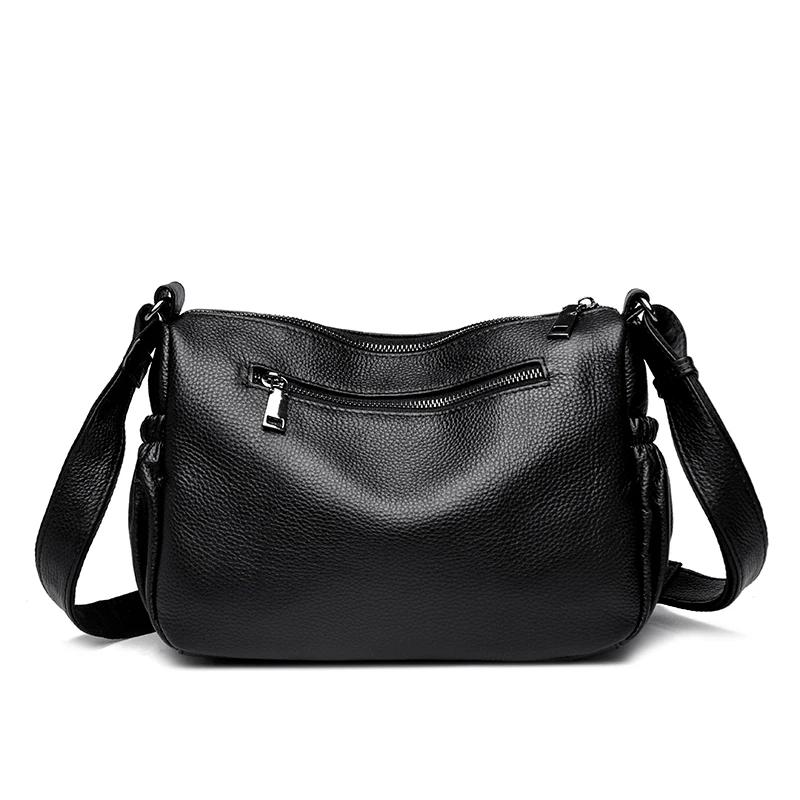 Luxury Genuine Leather Multi-pocket Feminine Shoulder Messenger Bag Fashion Large Capacity Vintage Girls Bag
