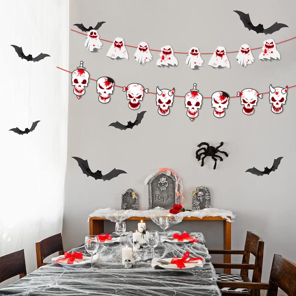 Charming Paper Halloween Pumpkin Ghost Garland For Unique Party Atmosphere Decoration