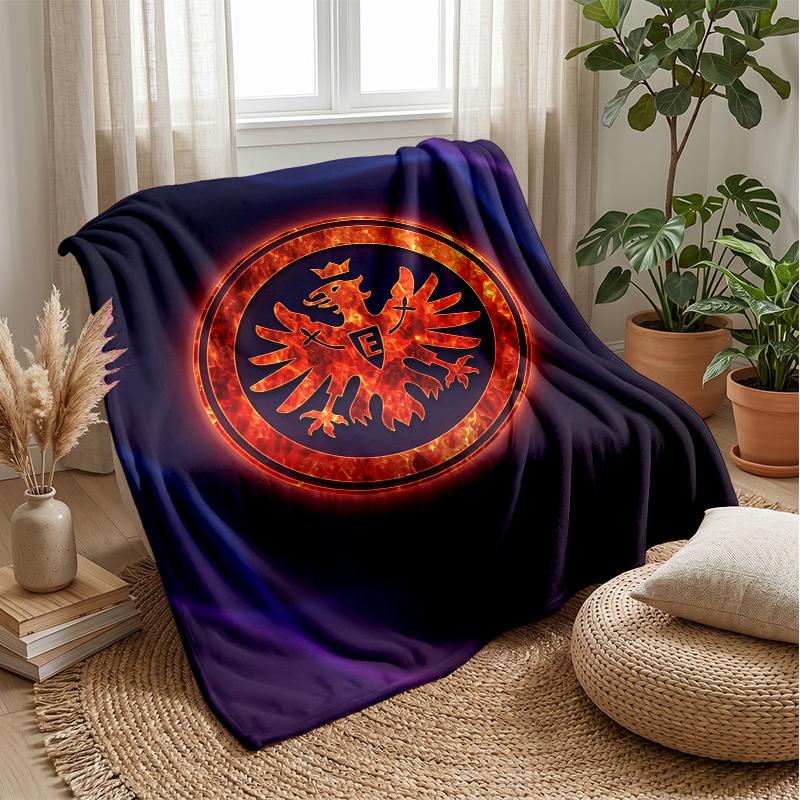 Coperta in Flanella con Stampa Calcio Eintracht Frankfurt, Coperta Morbida Calda Leggera per Divano Letto Campeggio