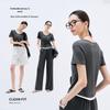 YERAD Women's Casual Faux Two-Piece Grey Short Sleeve T-Shirt