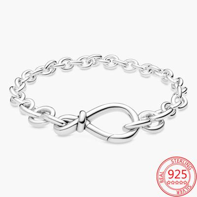 S925 Sterling Silver Armband Morsdag Armband Konstant Symbol Blomma Knut Berlock Passar Original Pan Armband