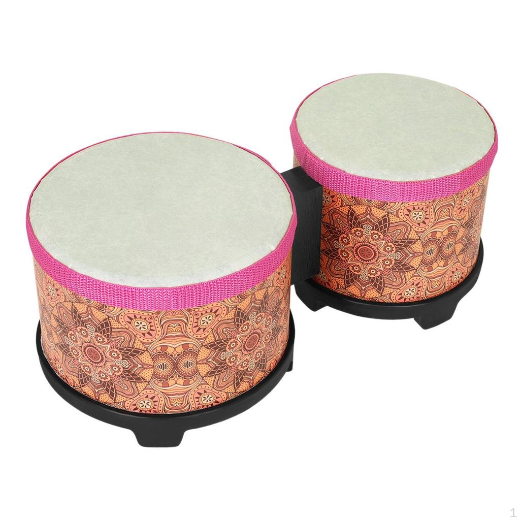 5" and 6" Bongo Drum Set Hand Fine Motor Skills Sturdy Playing Congas for