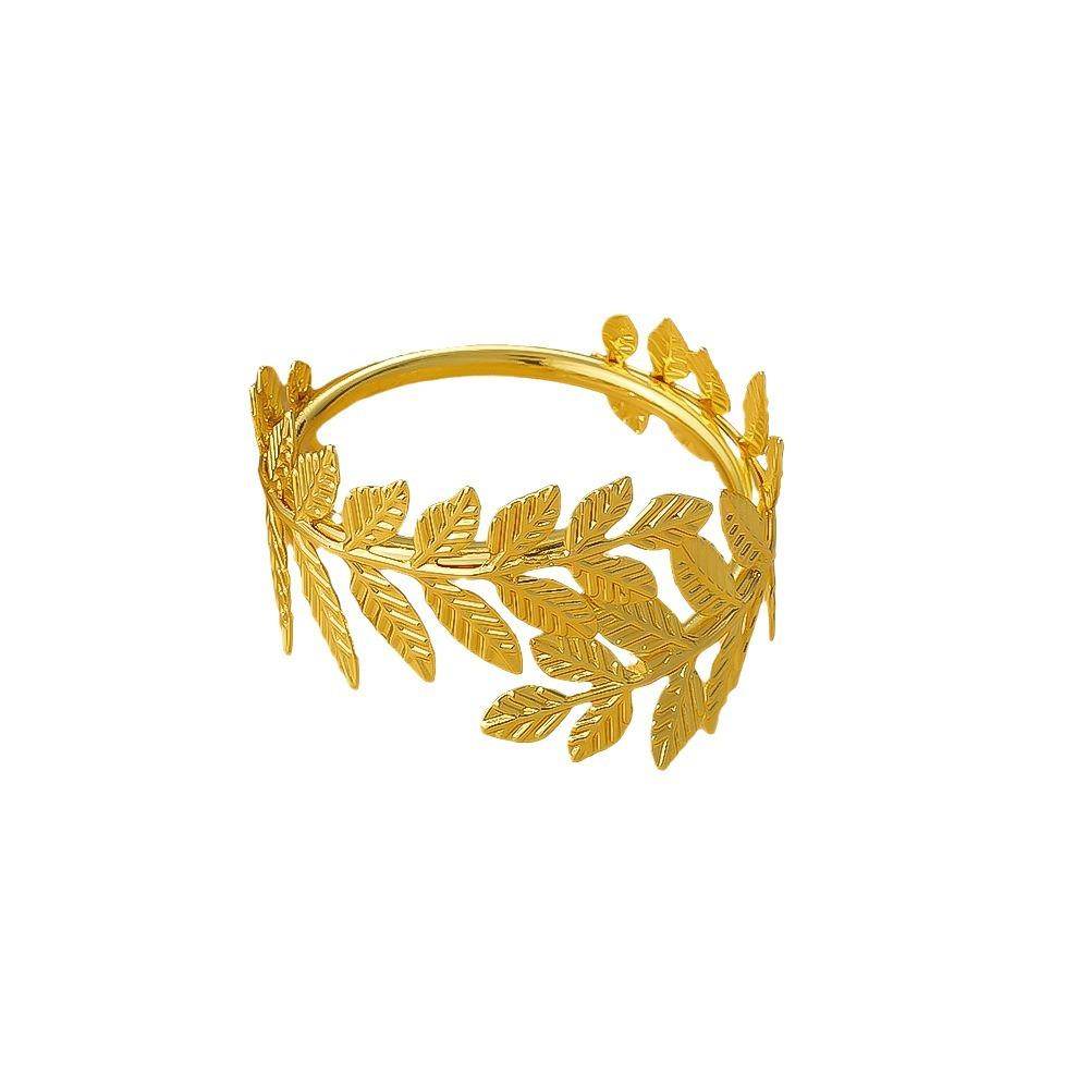 12 ks/lot Nový zlatý simulovaný list kroužek na ubrousky hotelový otevřený kovový držák na ubrousky jednoduchý list kroužek na ubrousky kroužek na ústní utěrku