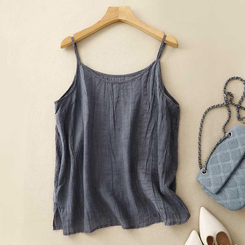 

Женская мода свободный повседневный хлопковый льняной жилет-топ XXL темно серый