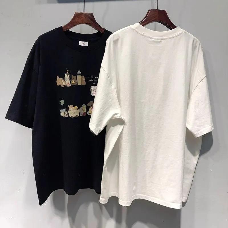 Korean Style Cute Animal Print Women's Pure Cotton Short-sleeved T-shirt Top