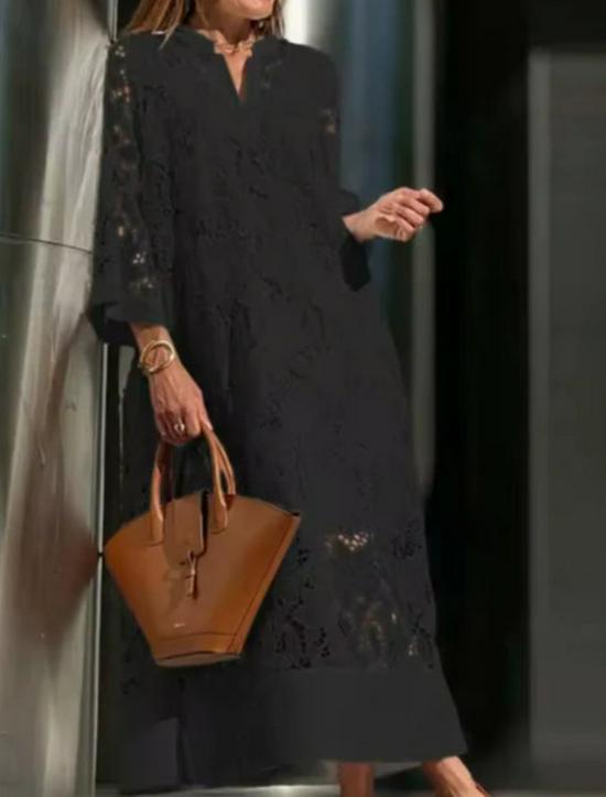 

2025 Евро-американское Повседневное Элегантное Кружевное Платье с V-образным Вырезом XL