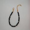 Black Crystal & Gold Beaded Handmade Necklace