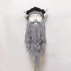 Handmade Knit Wig Beard Hats Horn Hat Big Beard Mask Hat Viking Beard Beanie  Costume Accessory