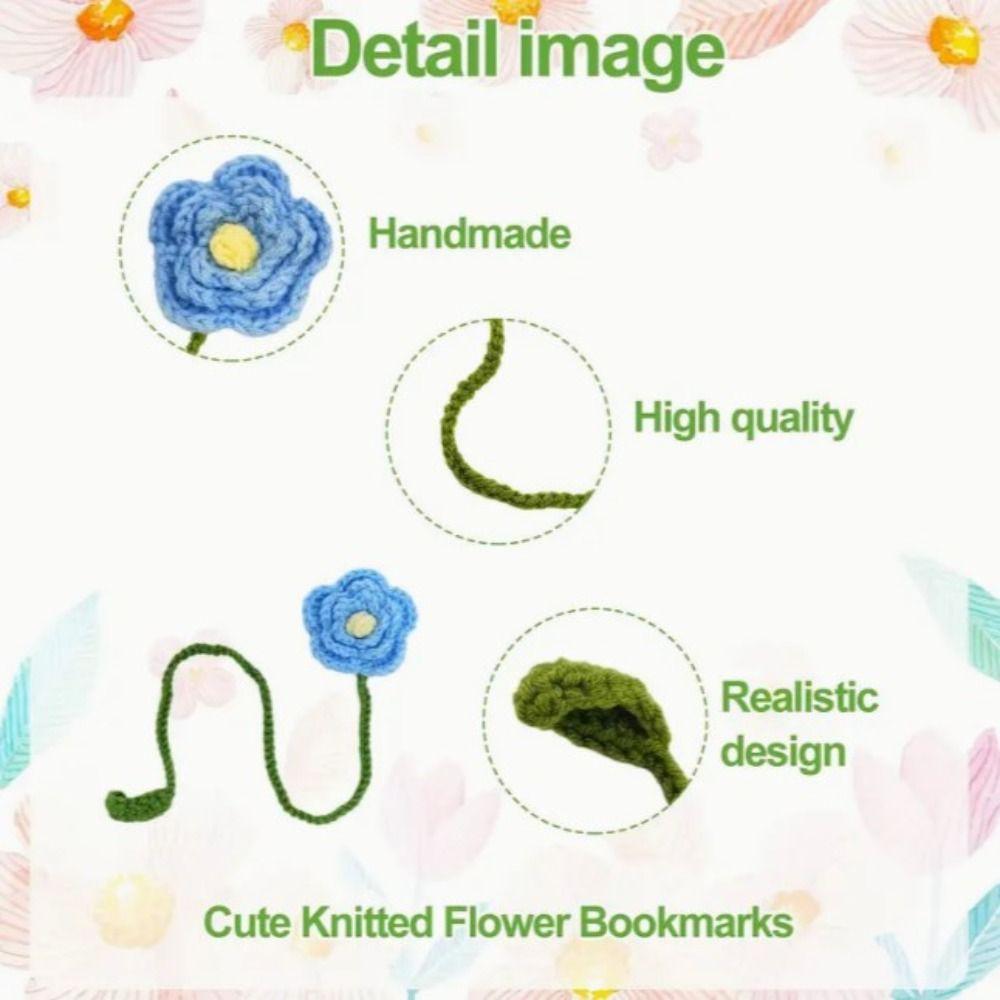 Daisy Flower Knitted Bookmark Unique Crochet Book Marker Creative Floral Pendants  Perfect Gift