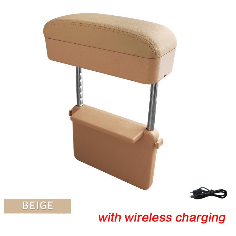 Universal Car Armrest Box Adjustable Elbow Support Auto Center Console Auto Seat Gap Organizer with Wireless