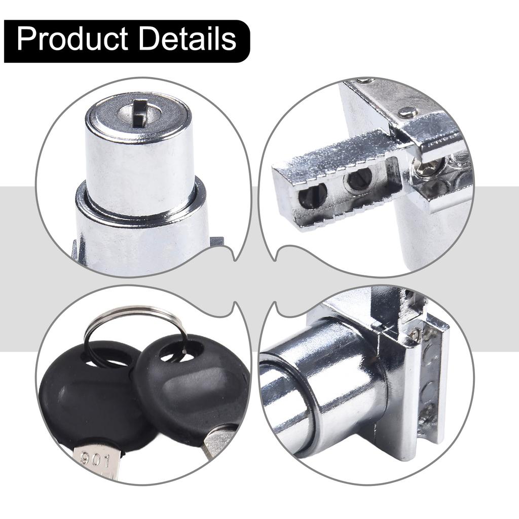 Door Lock Glass Lock Silver Sliding 2pcs Key Anti-Rust Cabinet Sliding Counter Cupboard Display For 5-8mm Glass