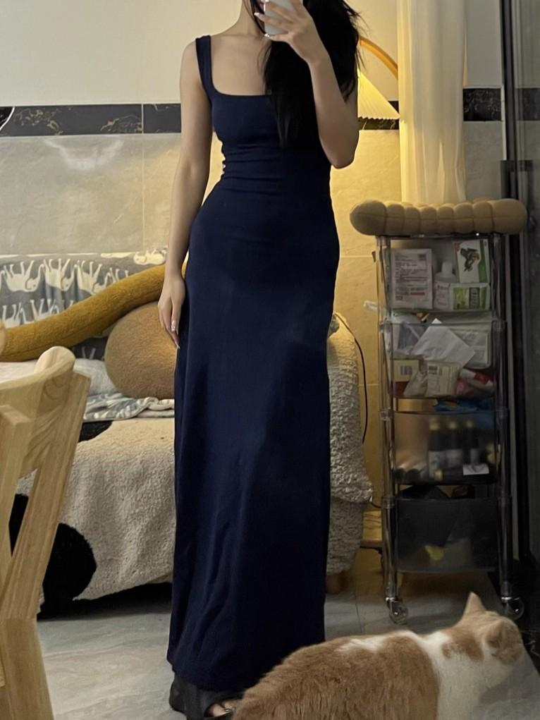 2026 Summer Square Neck Sleeveless Camisole Dress for Women Small