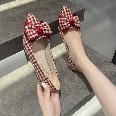 Spitze Zehenpartie mit Schleife Kawaii Schuhe für Damen 2024 Flache Abend-Damen-Sommerschuhe Niedliche Flats im Angebot Schnelle Lieferung Frühling