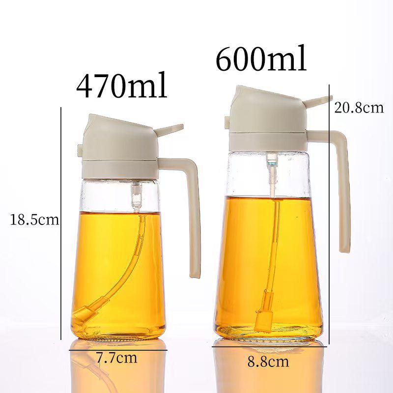 Dual-Use Automatic Oil Dispenser: Leak-Proof Glass Bottle for Spraying and Pouring, Large Capacity