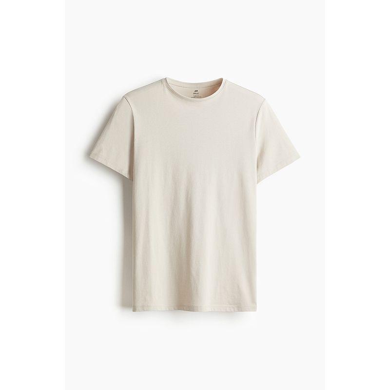 

HM Men s T-shirt Winter New Casual Soft Jersey round Neck Slim Short-Sleeved Tops 0948439 Beige 175/108(L)