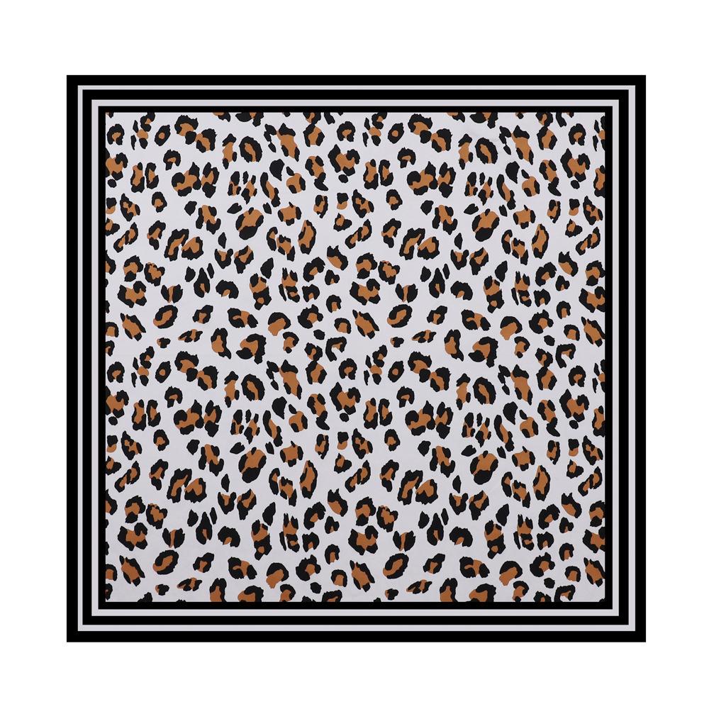 Women's Fashion Leopard Print Head Scarf 90cm Silk Scarf Temperament Scarf New Ladies Square Scarf Sun Shawl
