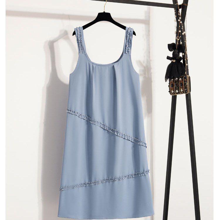 

Plus Size Summer Over-the-Knee Dress & T-shirt Suspender Two-Piece Set for Women M 45-55kg