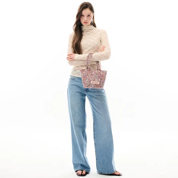SHOPPER VINTAGE [FLOWER-BROWN]-MINI