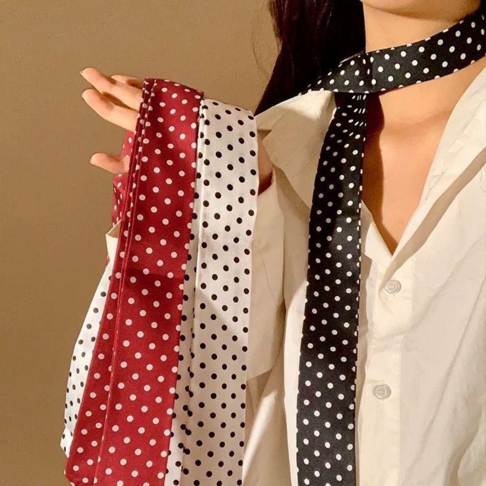 Polka Dot Vintage Neckerchief Chiffon Silk Scarf Vintage Design Waist Belts Outfit Matching