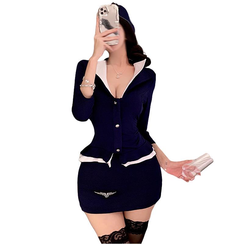 Sex Underwear Sexy Policewoman Uniform Suit Seduction Pajamas Pure Desire Clothes Qqny Flight Attendant