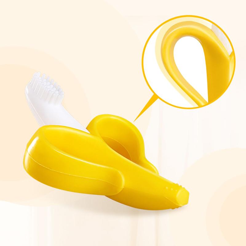 Forma de banană Safe Toddle Teether pentru bebeluși Periuță de dinți de antrenament din silicon fără BPA Inel de dentiție cu banane din silicon mestecat pentru îngrijirea dentară