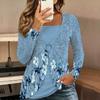 Tops for Women  Floral Print Long Sleeve Fake Two‑Piece Top Fall Casual Slim Pullover Women's Long Sleeve Top