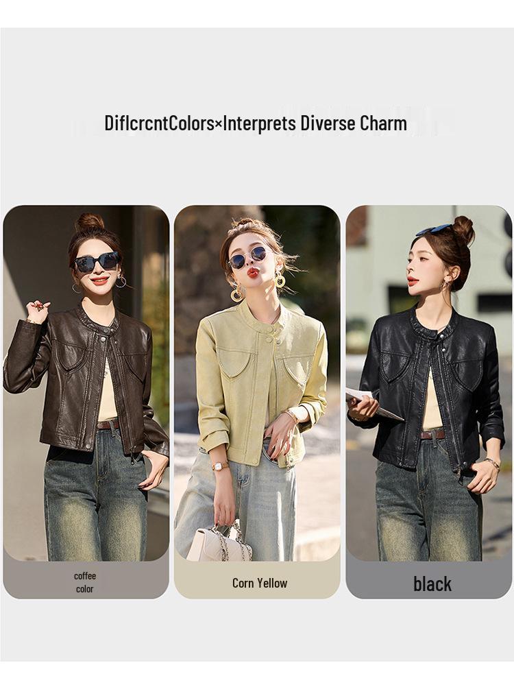 Women's Genuine Leather Baseball Jacket - Spring/Autumn 2025, Haining Sheepskin, Small Size, Short Coat.