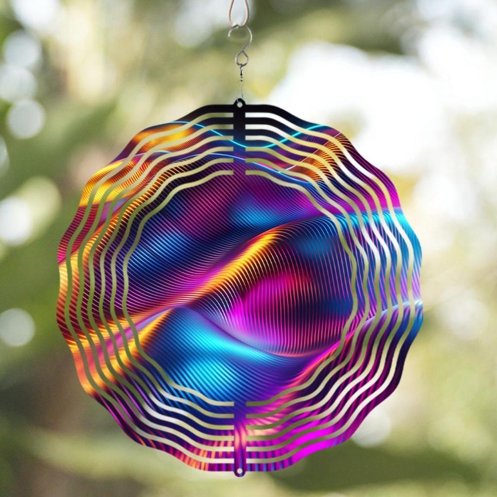 10 Inch Metal Wind Chime with Swivel Hook Vibrant Iridescent Reflective Design for Garden Patio Decor All Season Gift