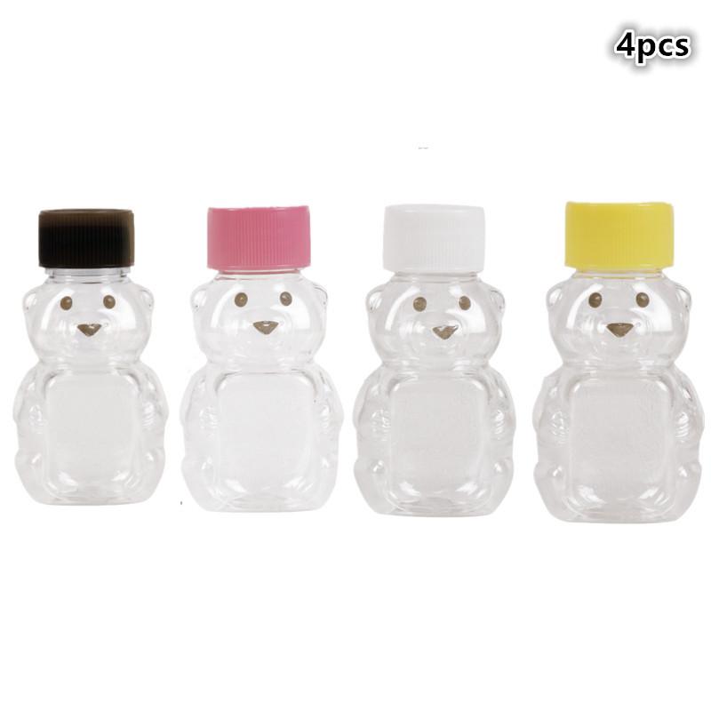 1/4Pcs Mini Bear Sauce Bottles Small Condiment Containers Portable Squeeze Bottle For Picnic Travel Kitchen Supplies Soy Sauce