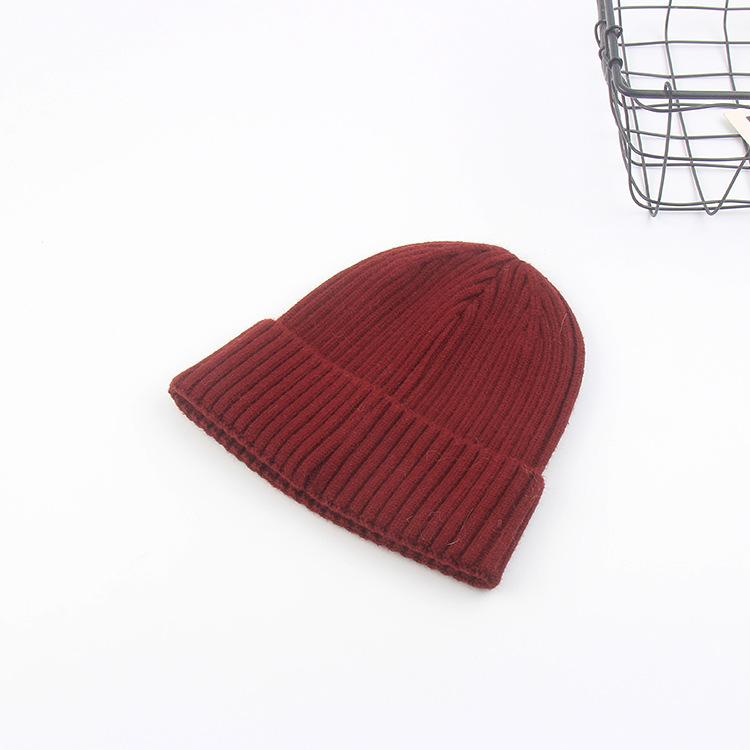 Knitted hat women's autumn and winter versatile straight tube light version pullover wool street tide solid color couple hat