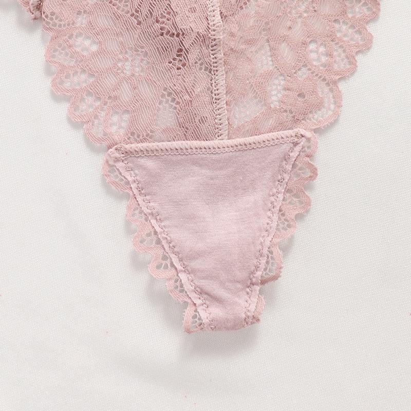 Sexy Lace Briefs Thong Women's Bow Tie with Hollowed Out Breathable Pattern T-panties Seamless Sports Yoga Underwear Panties