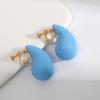 Vintage Chunky Dome Drop Clip On Earrings for Women Golden Glossy Colorful Teardrop Non Pierced Earrings Trendy Jewelry