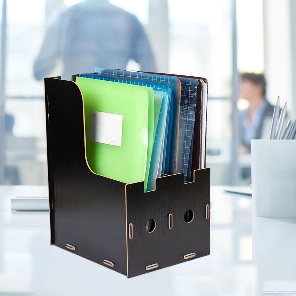 Magazine Book File Stand   File Sorter   Desk Storage Box  Black