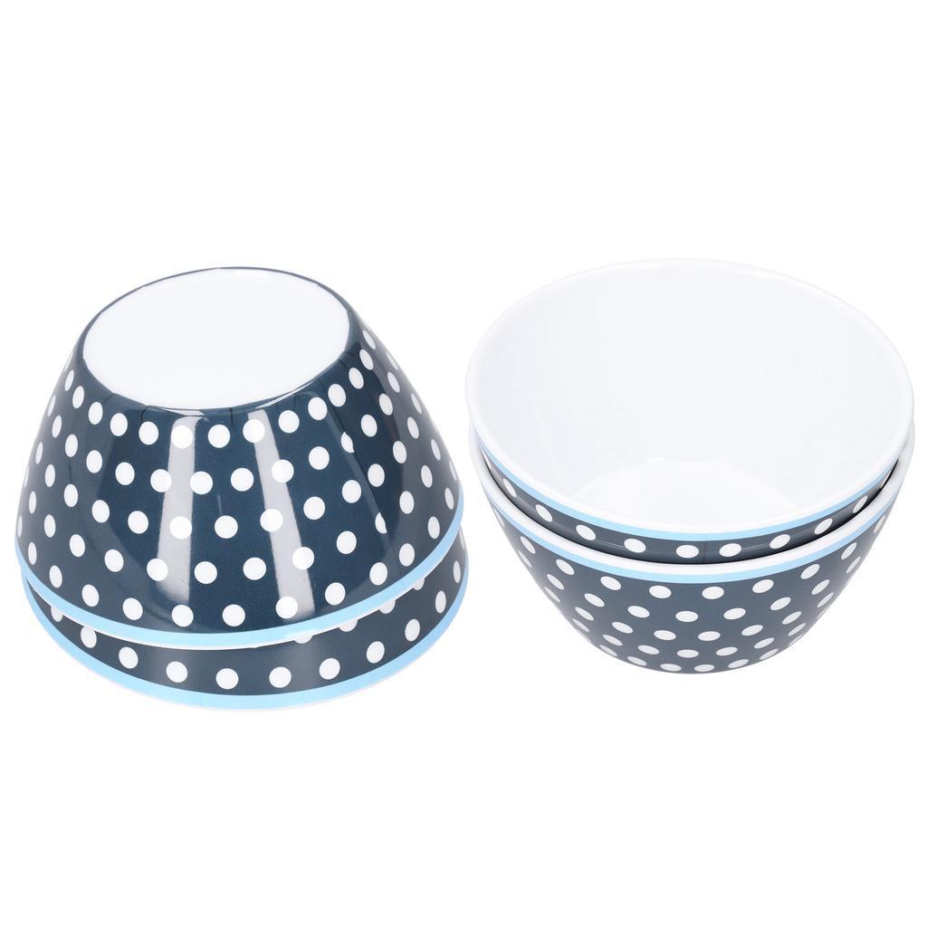 4PCS 6in Salad Bowl Dinner Serving Bowl Sets Kitchen Imitation Porcelain DinnerwareDark Blue Dots