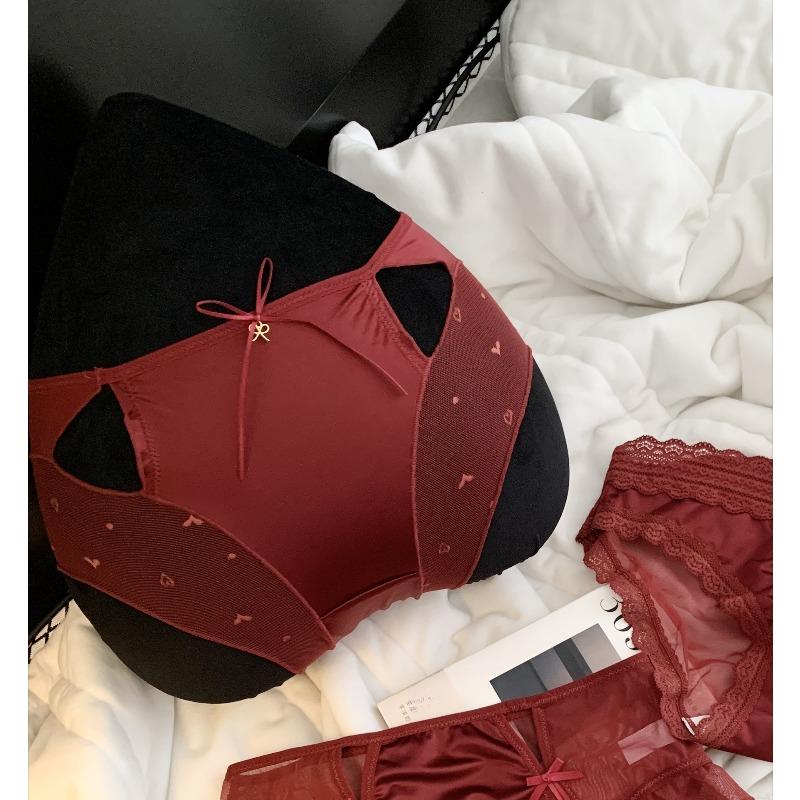 Ladies Spring Summer Sexy Lace 10A Anti-bacterial Love Mesh Low Rise Panties