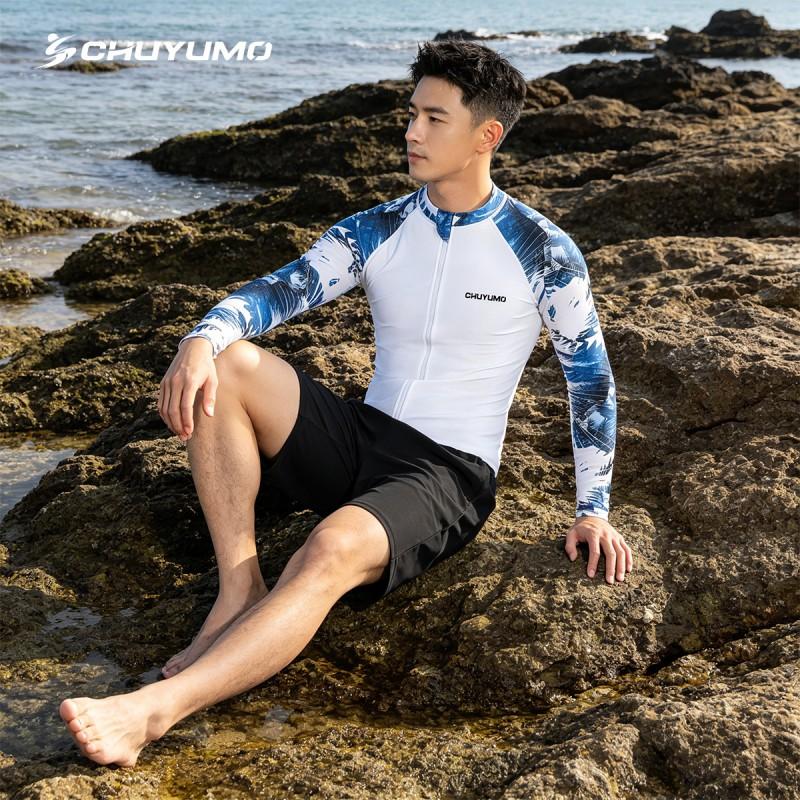 Mens Quick-Dry UV Protection Rash Guard Surfing Diving Snorkeling Swimming Fitness Outdoor Water Sports