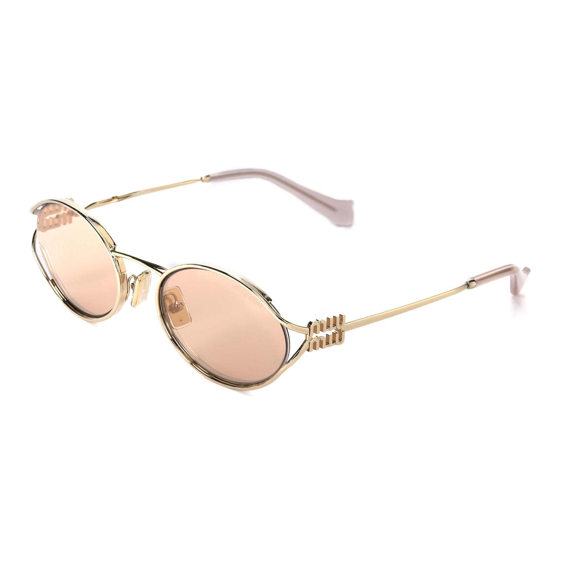 

Miu Miu Hollow Design Oval Sunglasses Women sunglasses Rose-Gold SMU52Y_EZVN_FE20F_C_054 Eyeglass Case/Pouch+Box