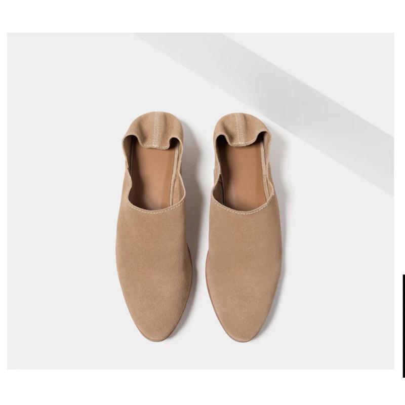 Women Spring Shoes Ballet Flats Slip-on Genuine Leather Pointed Toe Women's Loafers