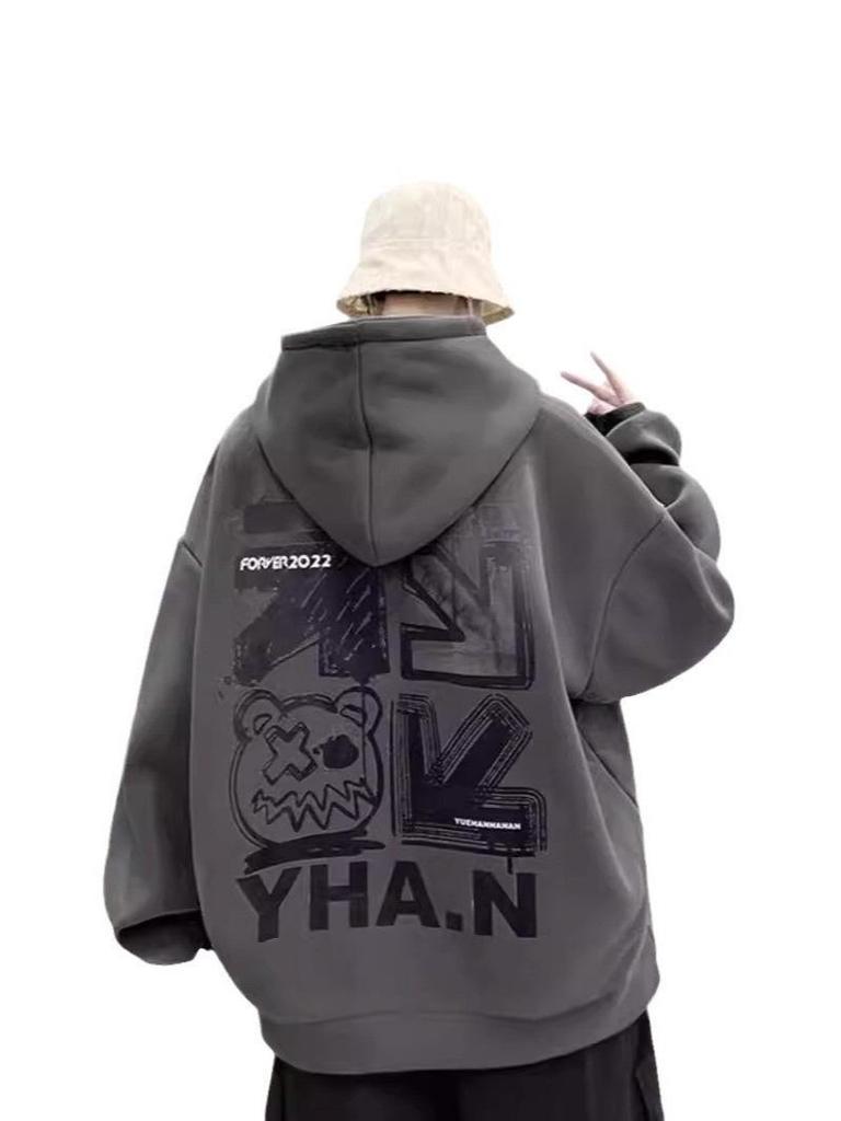 Herren Trendy Amerikanisches Übergroßes Kapuzensweatshirt - Herbst/Winter Samtmantel