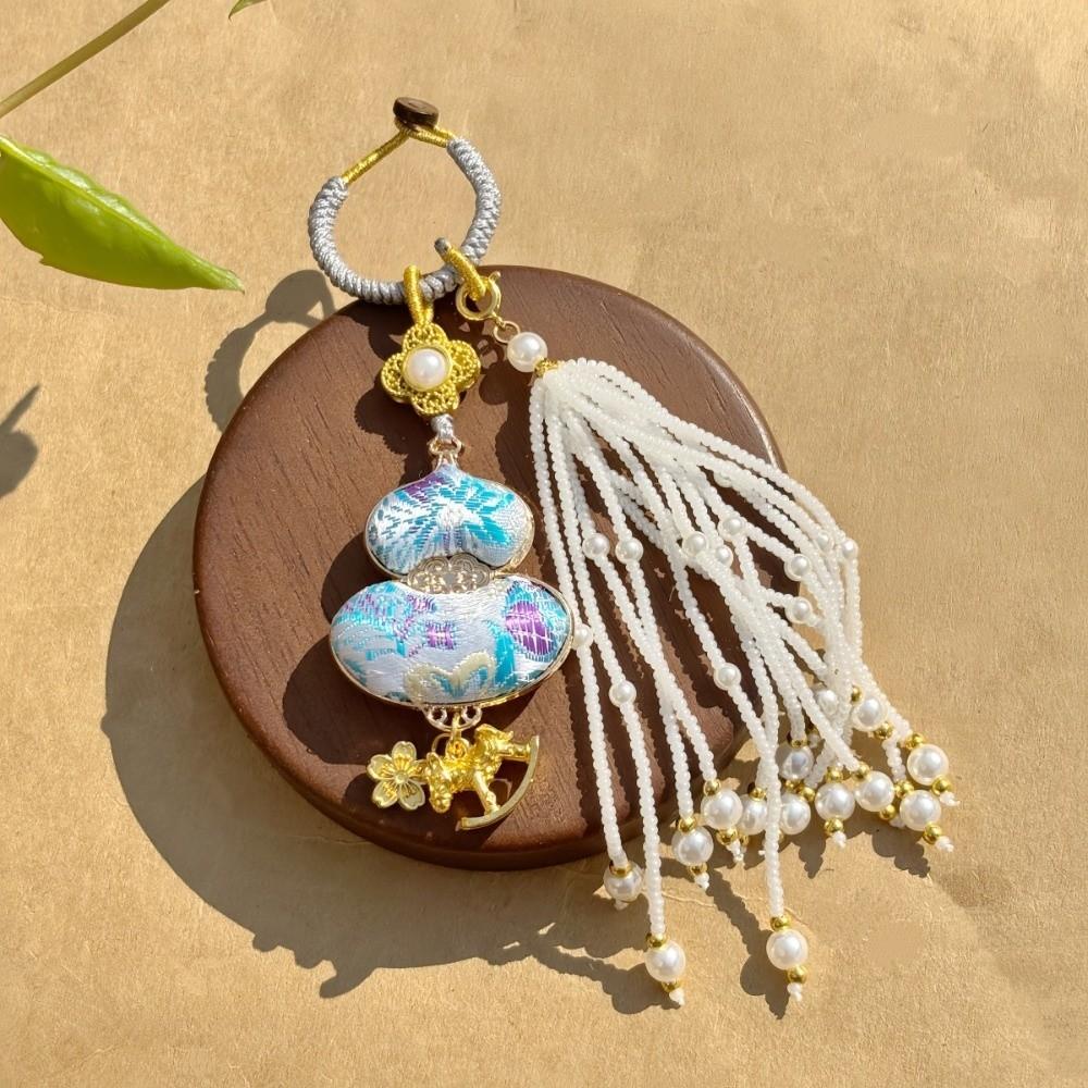 Horse Chinese Traditional Key Chain Luxury Embroidered Cat Key Ring Brocade Gourd Pendant Daily