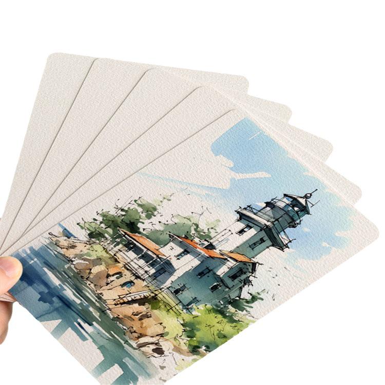300g Watercolor Postcard Paper - Thick, Medium Rough Texture, Wood Pulp, Square, Blank Cardstock for Painting and Drawing