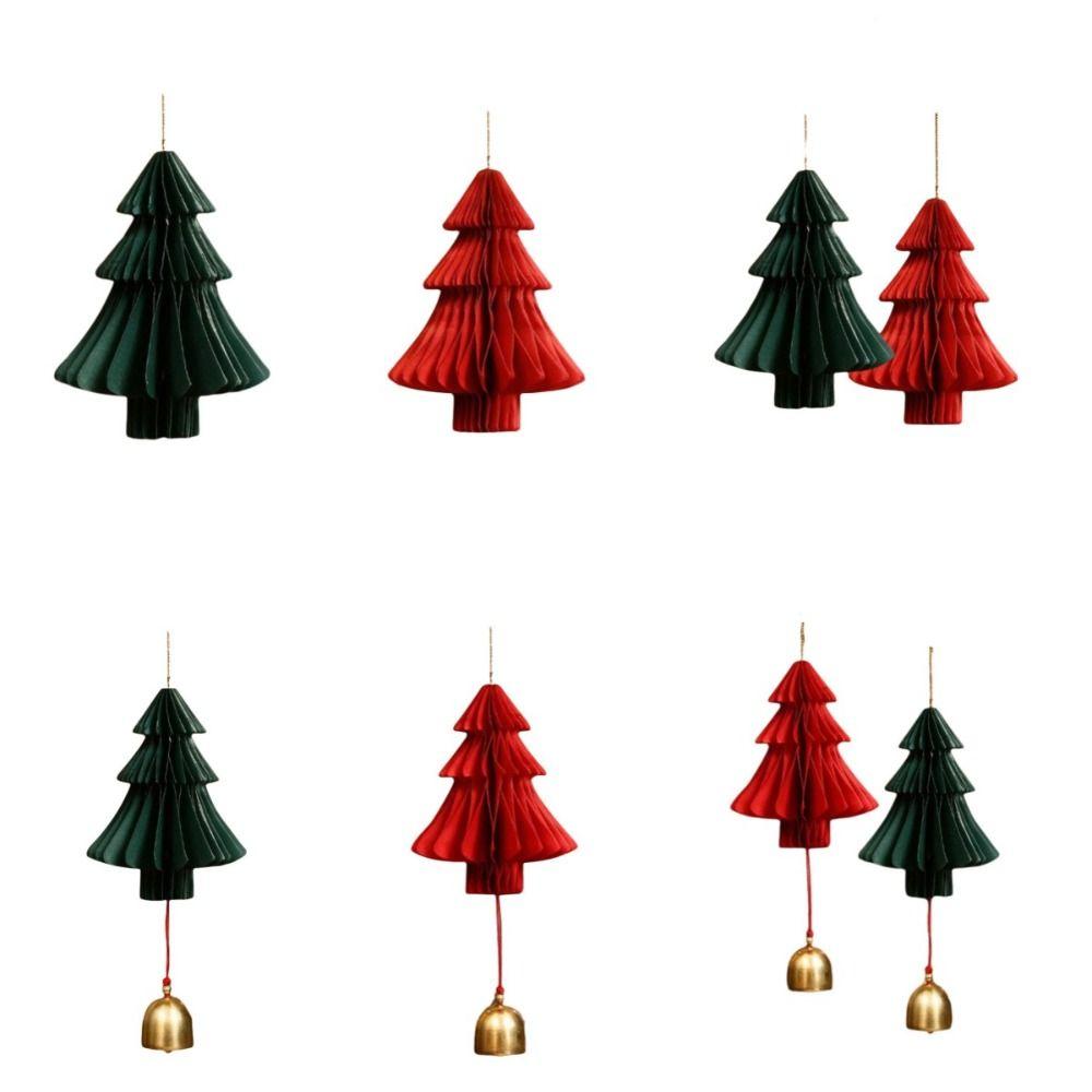 Paper Xmas Tree Pendant 3D Christmas Tree Ornament Creative Christmas Bell Ornament  Tree Scene