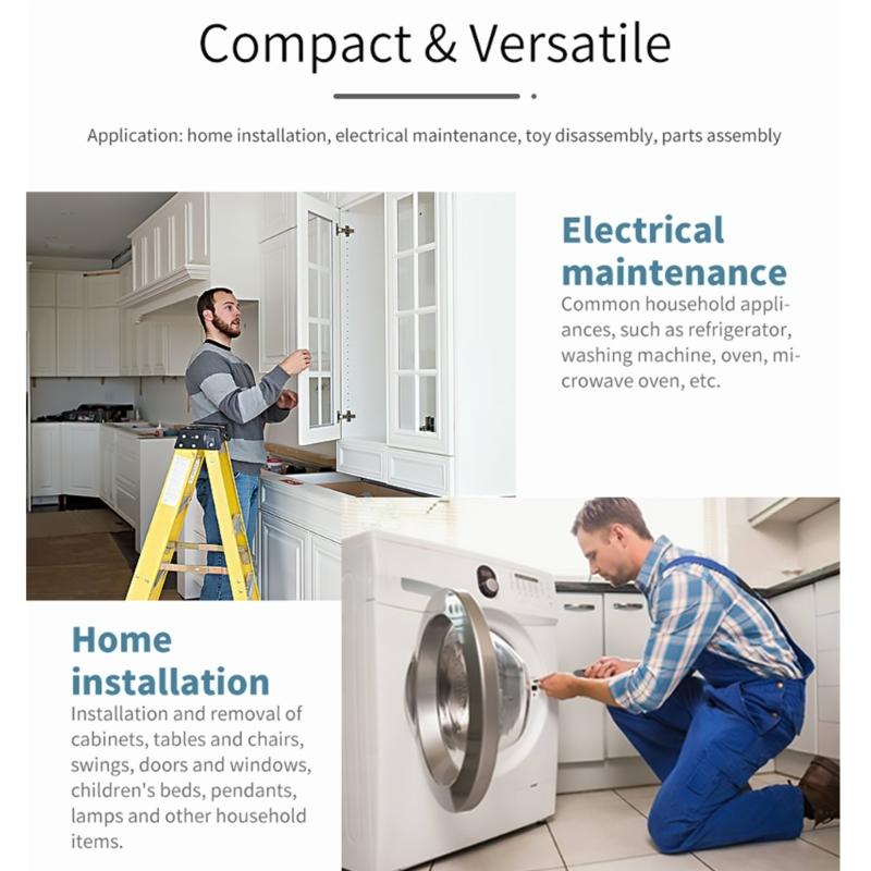 3.7V Cordless Electric Screwdriver Adjustable Torques Small Portable Power Screwdriver with LED Work Light for Repair